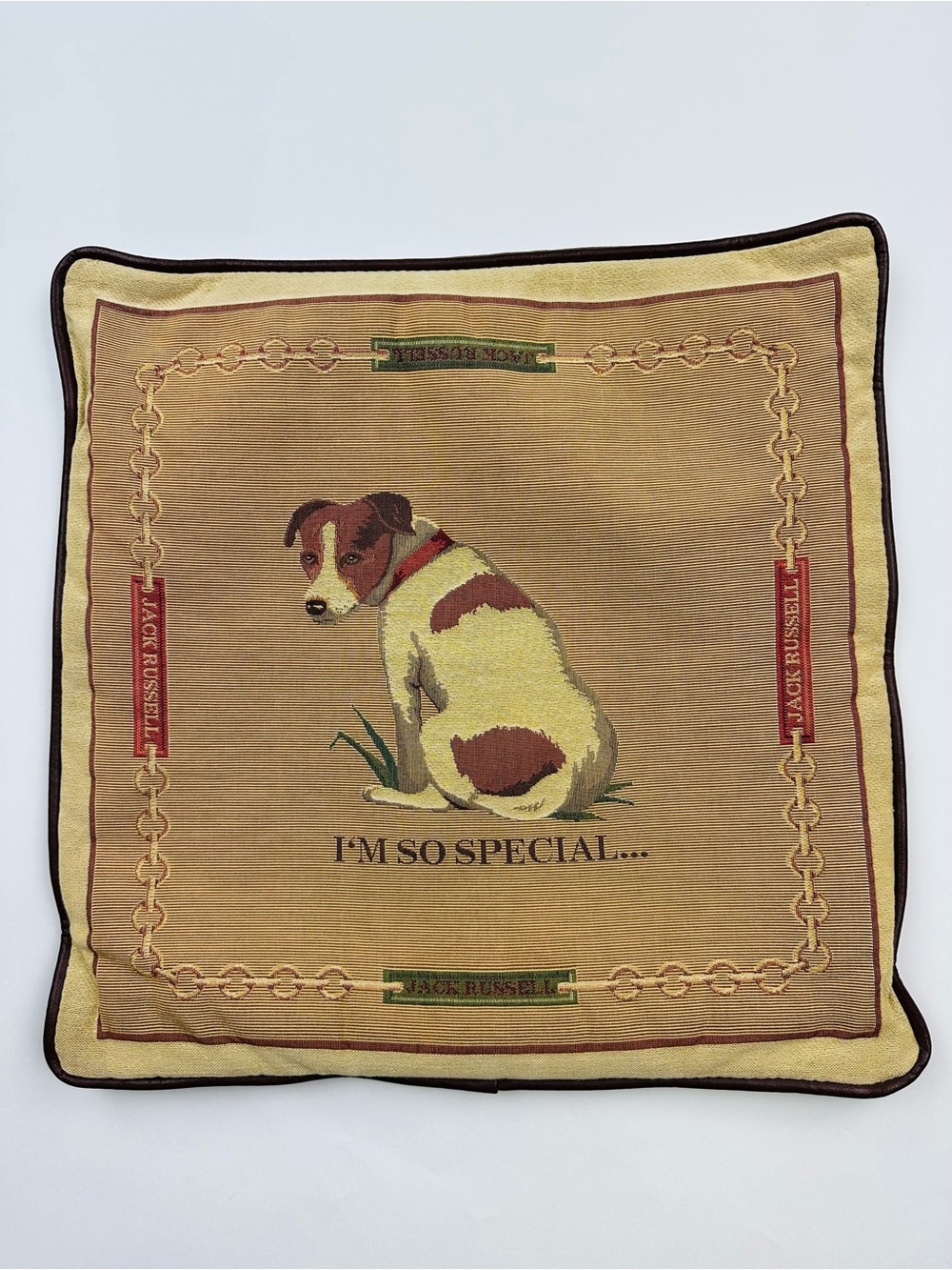 Belgian Tapestry Accent Pillow Cover Jack Russell Terrier I’m So Special 18 x 18